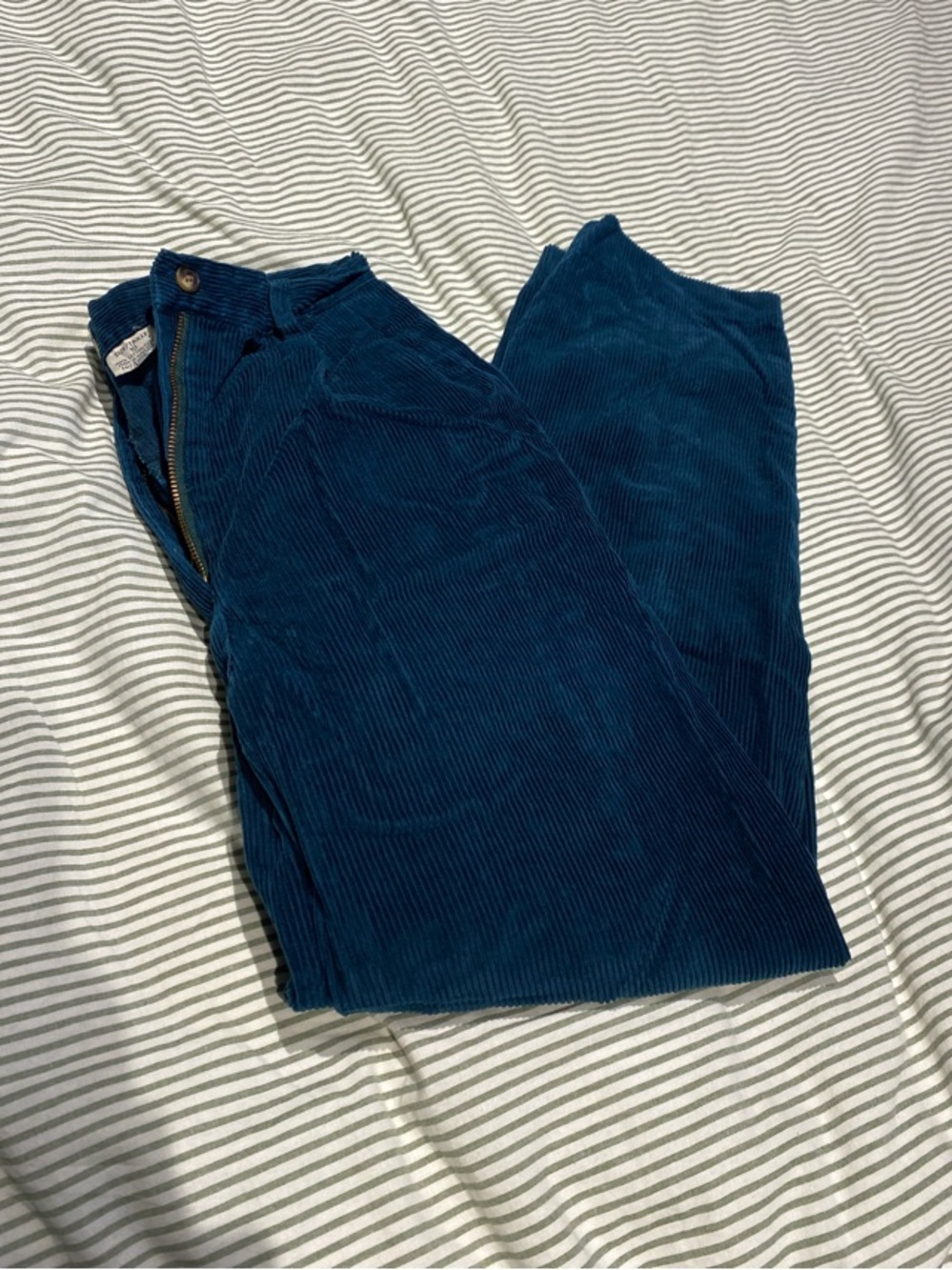 Teal Corduroy Trousers — Straight Cut